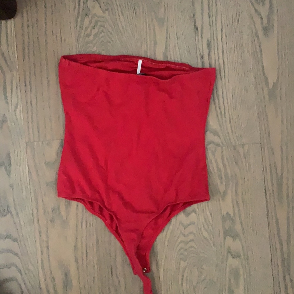 red strapless bodysuit - Picture 3 of 4